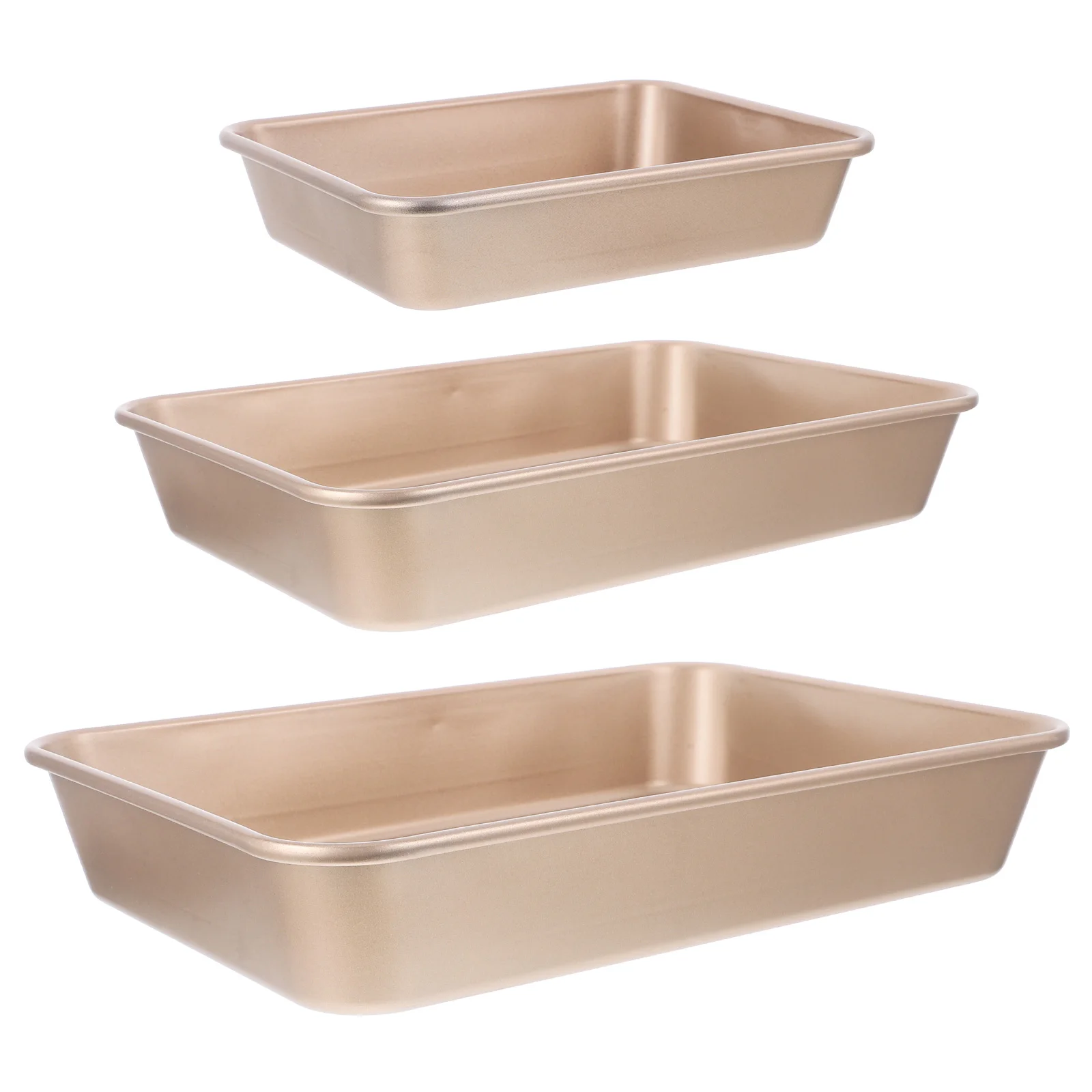 

3 Pcs Baking Pan Set Deep Cake Pans 9 11 13 Inch Nonstick Heavy Duty Carbon Steel Gold Color Versatile Oven Bakeware