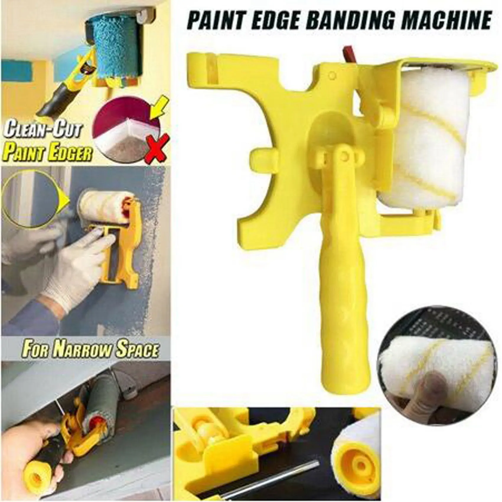A02M-2X Clean Cut Paint Edger Roller Brush Wall Ceiling Door Painting Roller Brush Painting Edging Tools