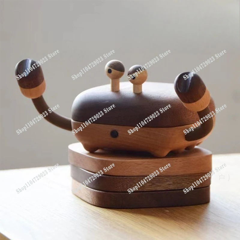 Wooden crab coaster table top magnetic wooden ornament with unique style