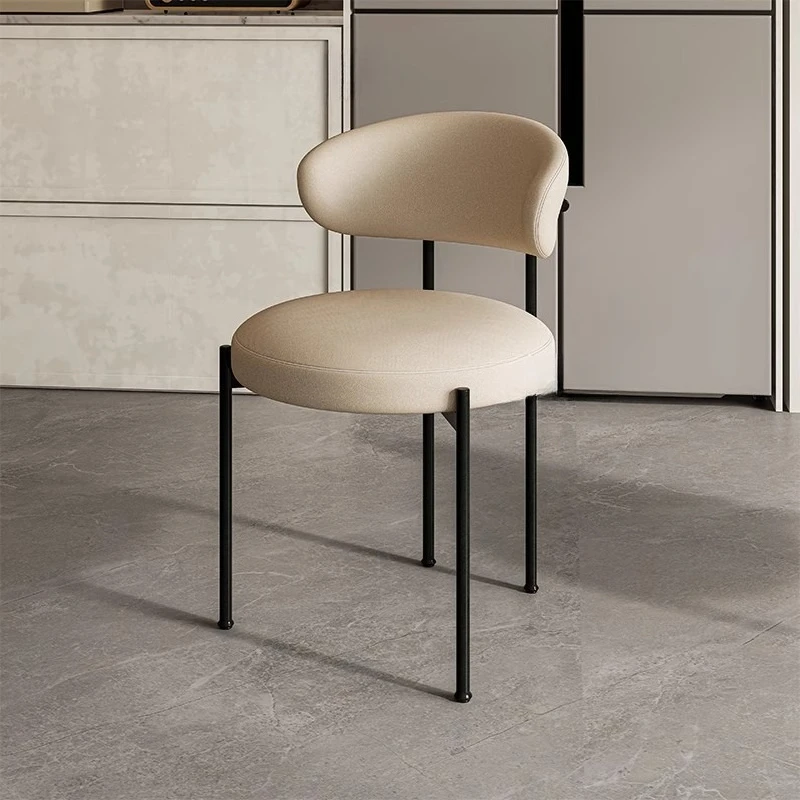 Mocha Oval Dining Table Matching Household Backrest Dressing Bedroom Makeup Stool Light Luxury Premium