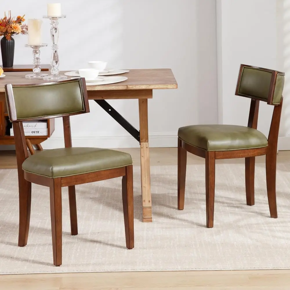 

Leather Upholstered Dining Chairs Set of 2 with Curved Backrest for Kitchen or Living Room