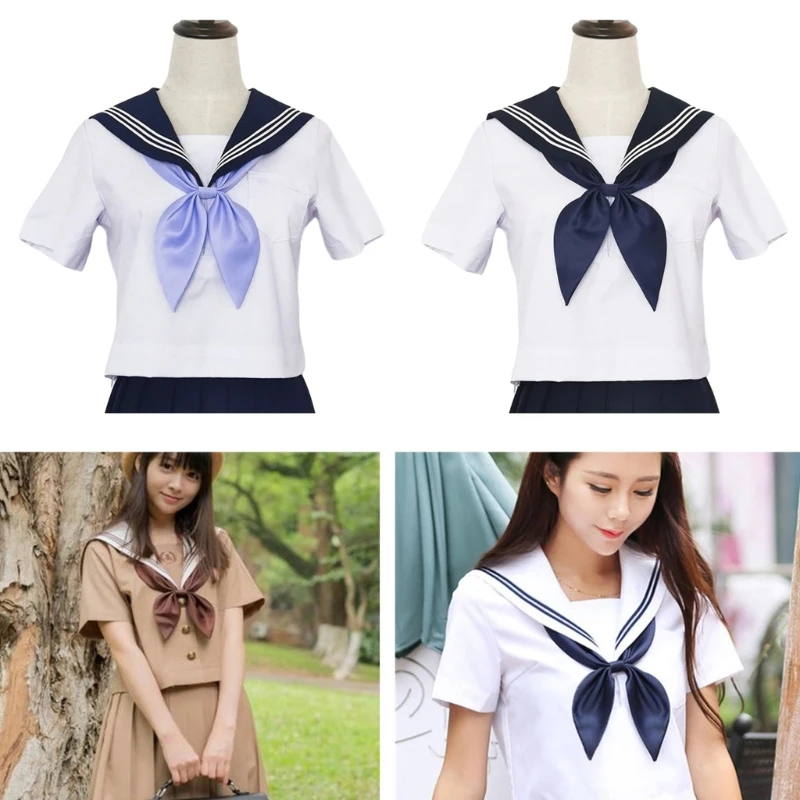 Jk Uniform Sailor Tie Solid Color Detachable Collar Japan Jk seifuku Cosplay Pre-tied Sailor Tie Schoolgirl JK Suit Neck