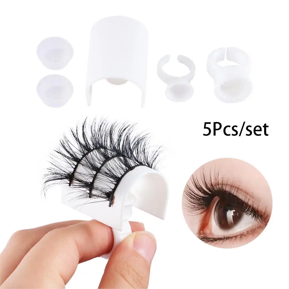 5in1 Tenuto In Mano Bianco Innesto Delle Ciglia Kit di Strumenti di Trucco Ciglia Colla Titolari Tazza di Inchiostro Anelli Strumento di Estensione Delle Ciglia Paletta Delle Ciglia