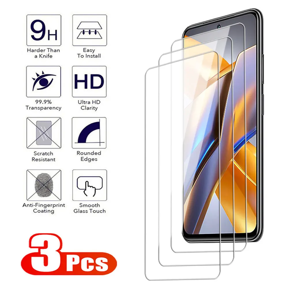 3Pcs Gehärtetem Glas Für Xiaomi Mi Poco M3 M4 M5 M6 Pro 4G 5G X3 X4 X5 GT Pro Für Xiaomi Poco M5S X3