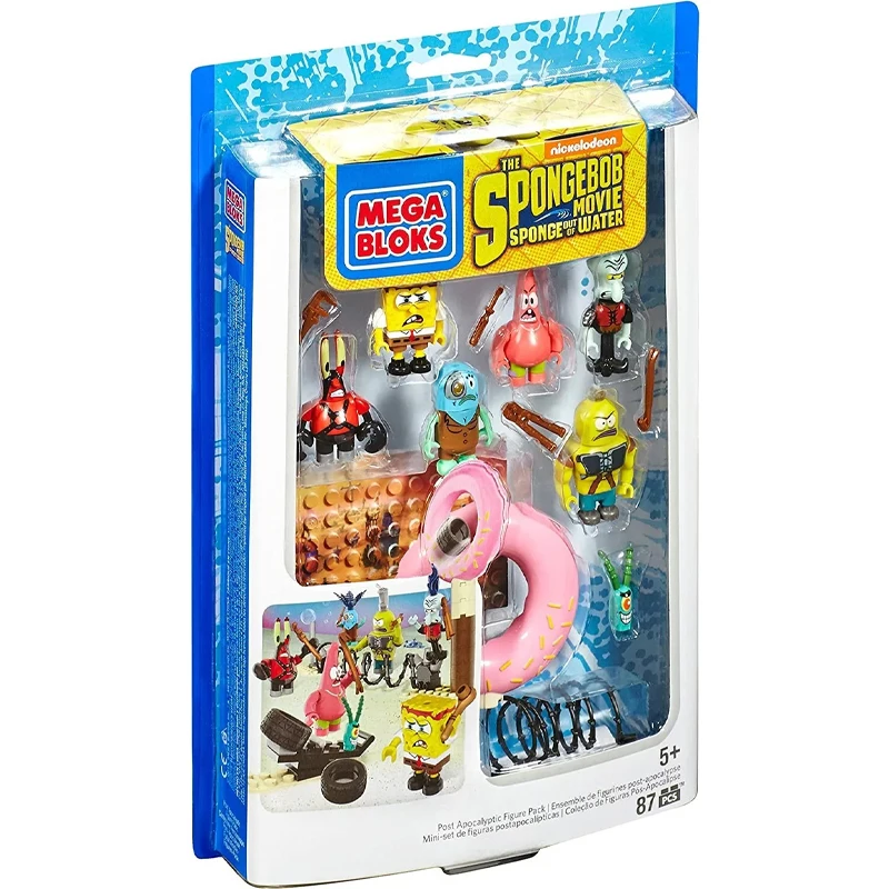 Mega Bloks Bob Esponja Squarepants paquete de figuras post-apocalypse lindo dibujos animados Anime ensamblado juguete de bloques de construcción regalo de Navidad