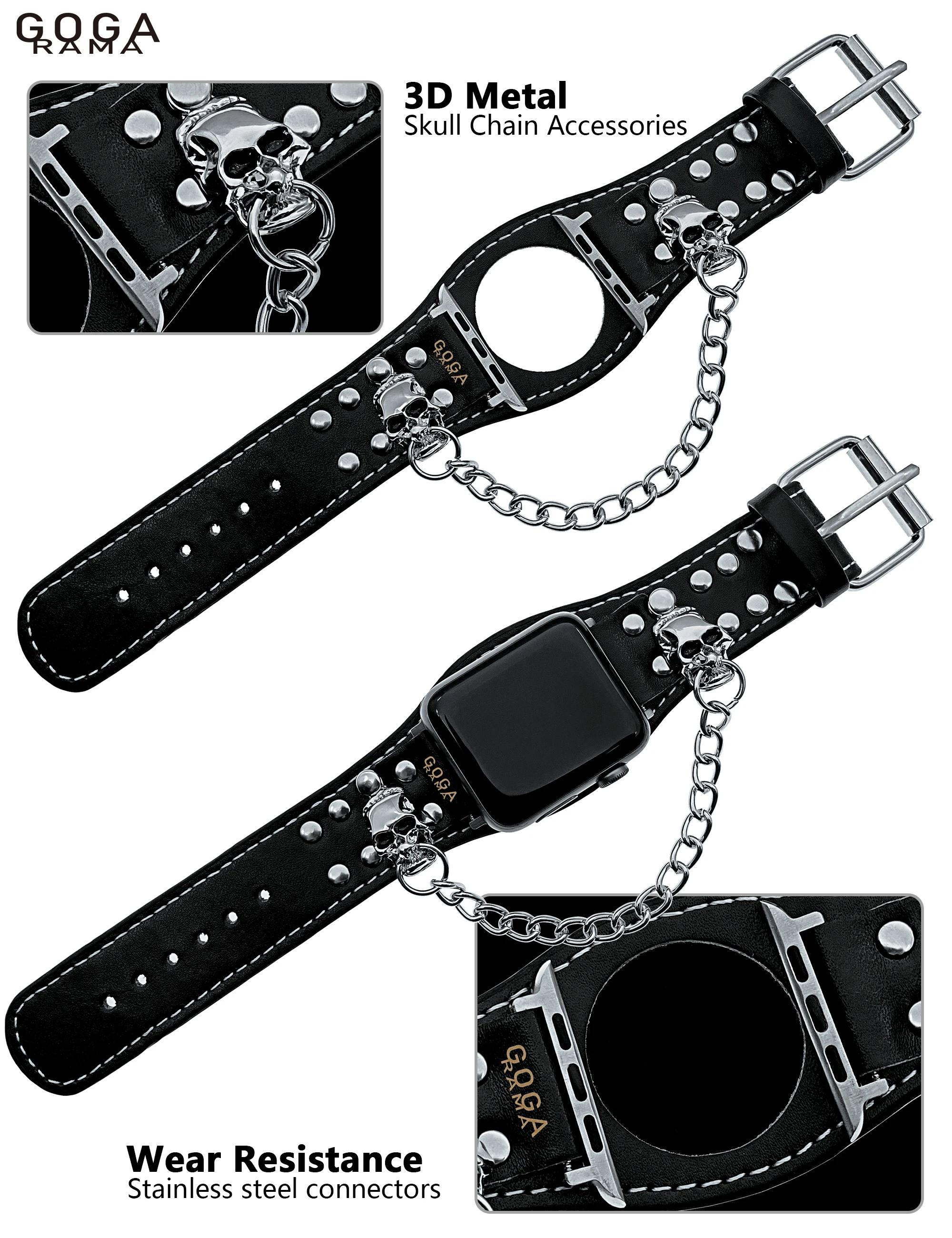 Original Brand Punk Chain Steampunk IWatch Band for Apple Watch Bands 49mm 45mm 44mm 42mm 41mm 40mm 38mm iWatch Series 9 8 SE 5