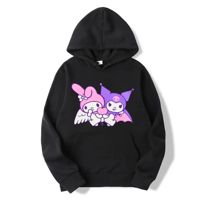 Purple Kuromi Women Hoodie Tops Spring Autumn New Fashion Men Pullover Cartoon Anime Black Couple Oversized Sweatshirt Clothes