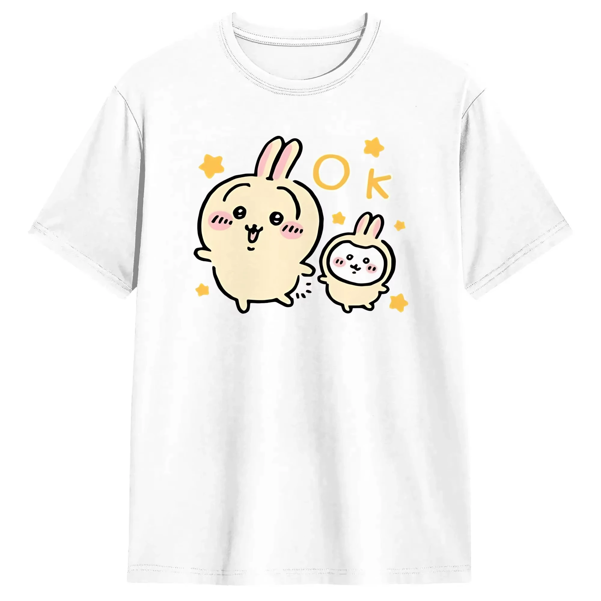 Chiikawa Cute Kawaii Anime Starry Tee Men's Women's Black Retro Cool Graphic Art Print Oversized Short Sleeve Streetwear Top