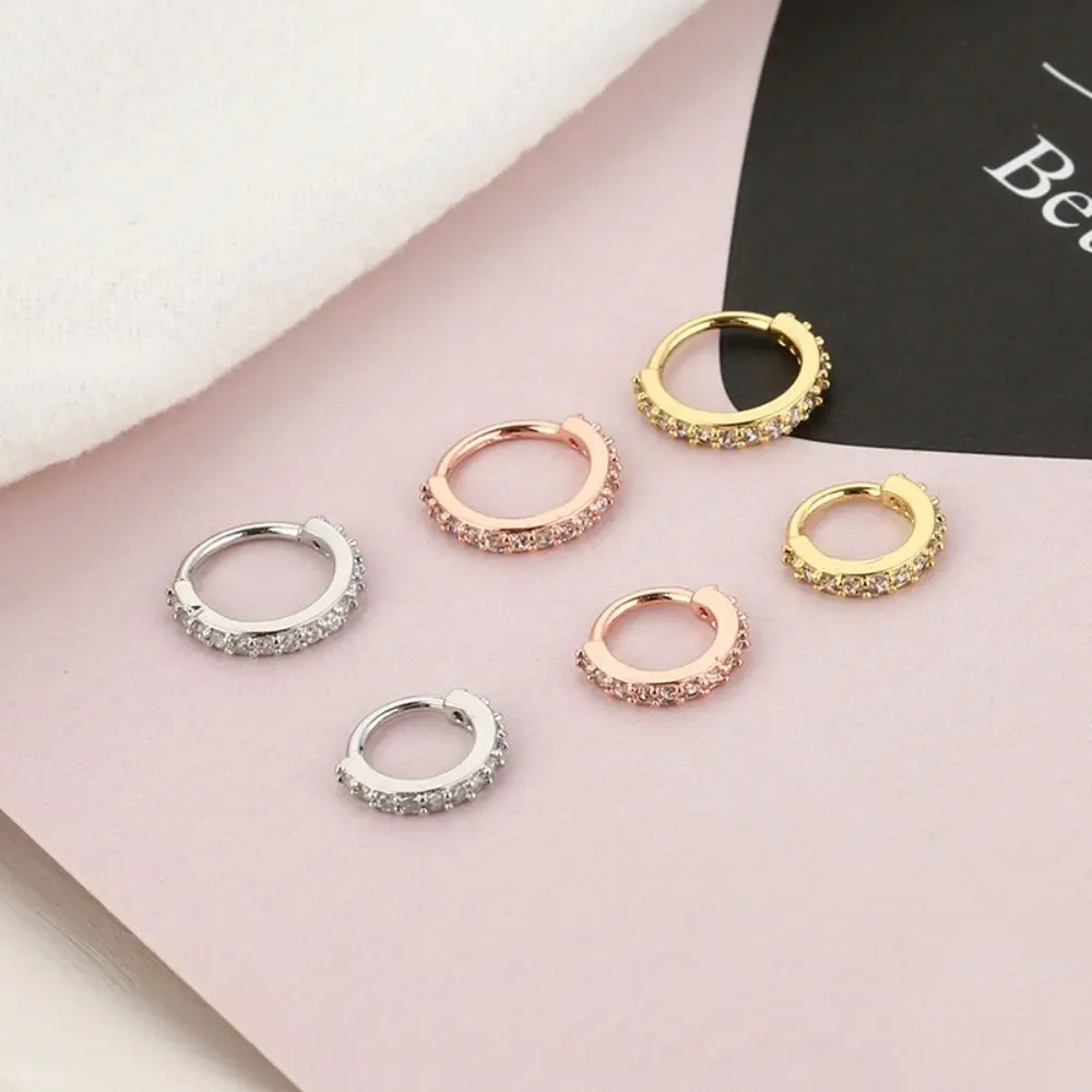 Punk Round Cubic Zircon Nose Ring Europe and America Nose Septum Cartilage Helix Piercing Earring Copper Hypoallergenic