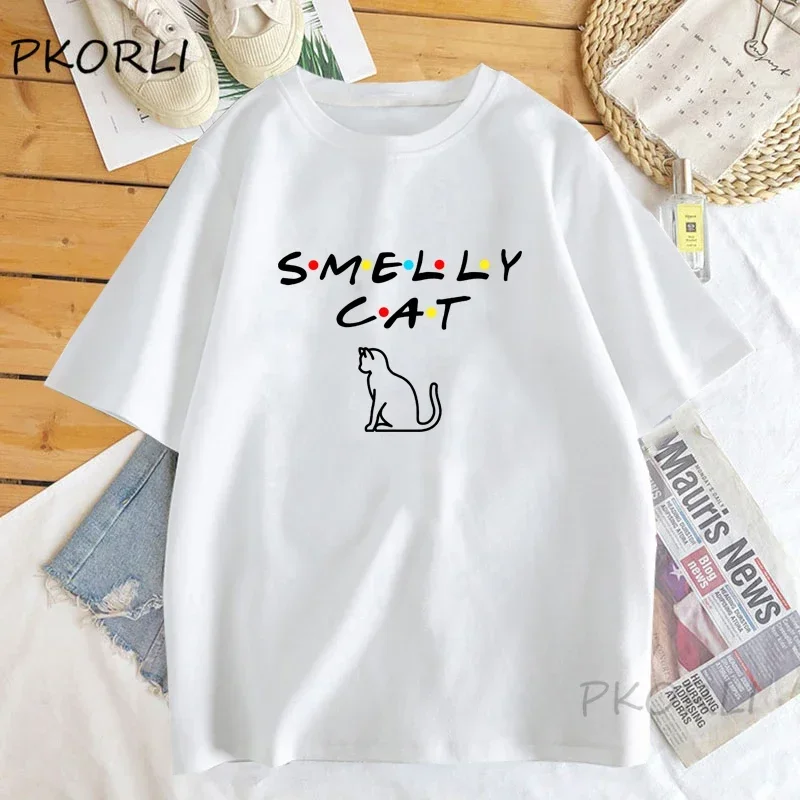 تي شيرت نسائي ذو رائحة كريهة ، هاراجاكي ، أصدقاء برنامج تلفزيوني ، قطن مضحك ، تي شيرت قصير الأكمام ، تي شيرت مطبوع صيفي #2