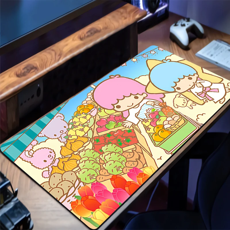 Tapis de souris petite étoile jumelle Kawaii, accessoires de jeu, ordinateur portable, grande vitesse, Mini Pc Gamer, clavier, tapis de bureau