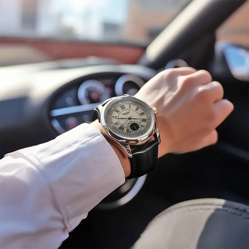 Reloj de pulsera de marca superior para hombre, Reloj de negocios de lujo resistente al agua para hombre, Reloj de cuarzo, Reloj de cuero, bonito, 2025 nuevo