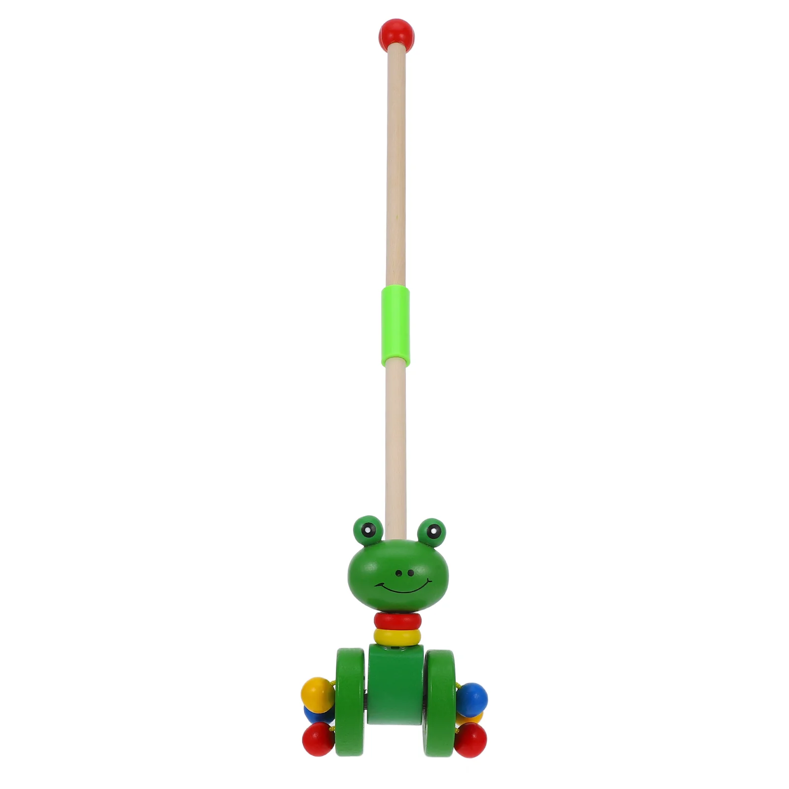 Baby Pushing Cart Toys Cartoon Animal Carts Toy Baby Walker Wooden Carts Toys Push Rod Cart Toys (Frog)