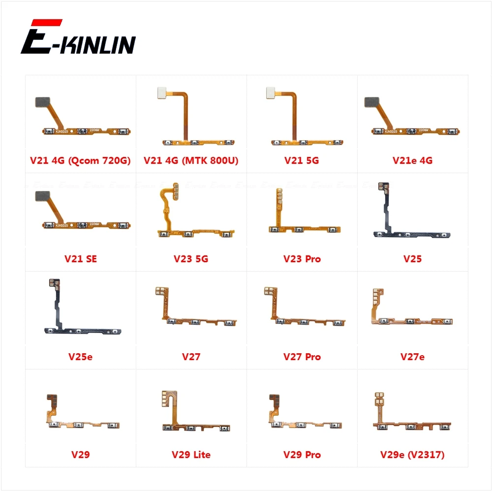 Mute Switch Power Key For Vivo V21 V21e SE V23 V25 V25e V27 V27e V29 V29e Pro Lite Volume Button Control Flex Cable Parts
