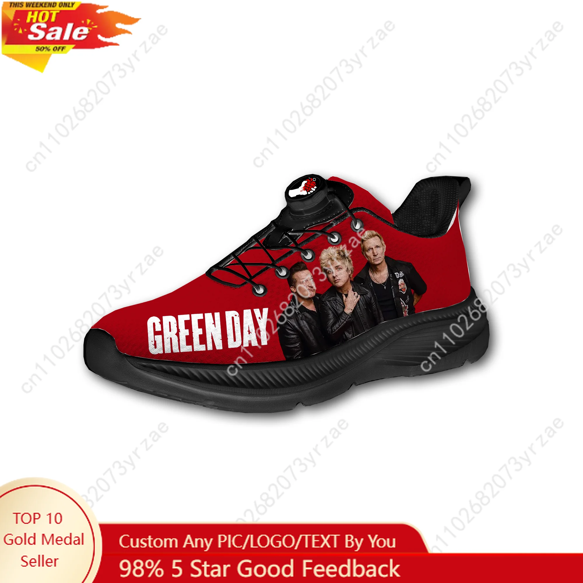 Greed Day Sneakers Chaussures de marche pour hommes et femmes, chaussures de sport à bouton rotatif sans lacets, baskets légères et tendance, fabriquées sur mesure