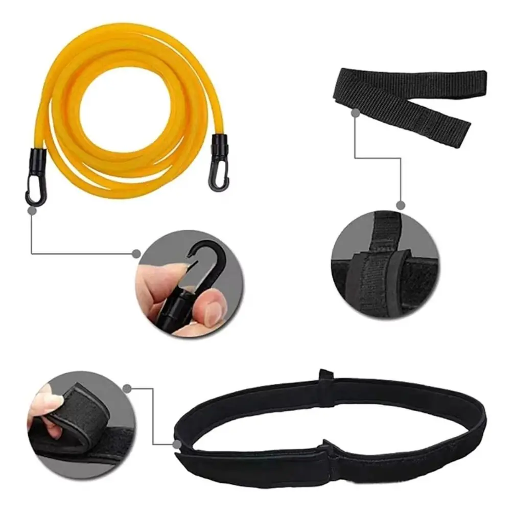 Latex Tubes Swim Training Resistance Belt Adjustable 4M Swimming Bungee Exerciser Swim Tether with Mesh Pocket view 3