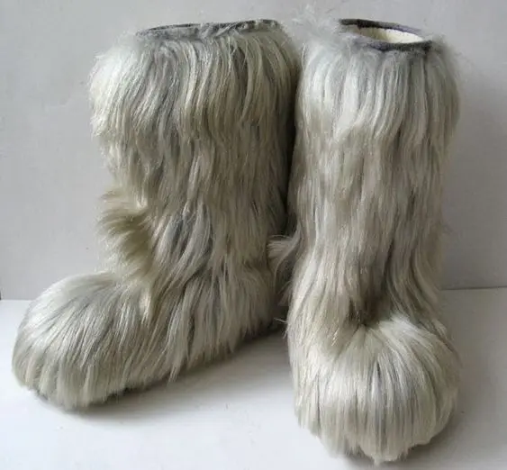 Fashion Mid-calf Shaggy Fur Snow Boots Warm Sexy Women Round Toe Goat Boots 2023 Luxury Warm Lady Winter Shoes