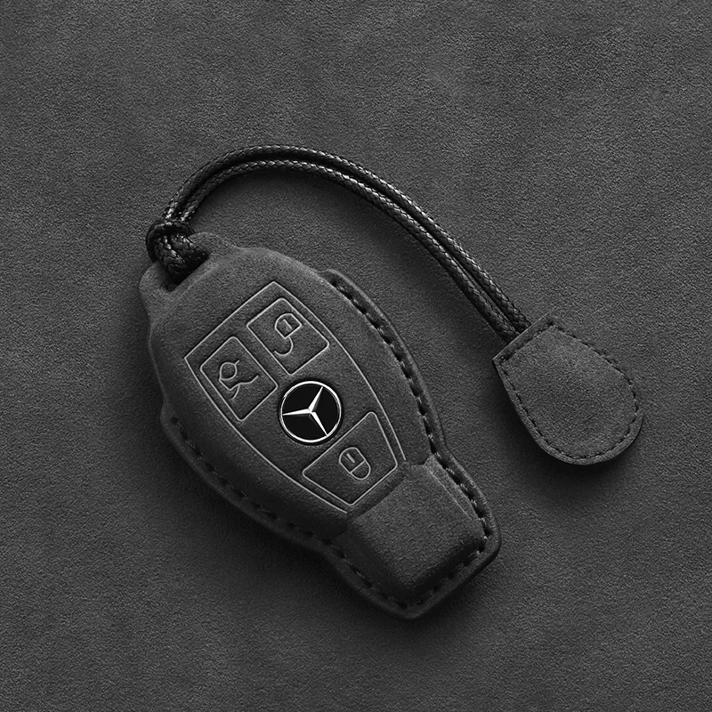 Leather Car Key Case For Mercedes Benz A C E S G Class GLC CLE CLA GLB GLS W177 W205 W213 W222 X167 AMG Fob Suede Accessories