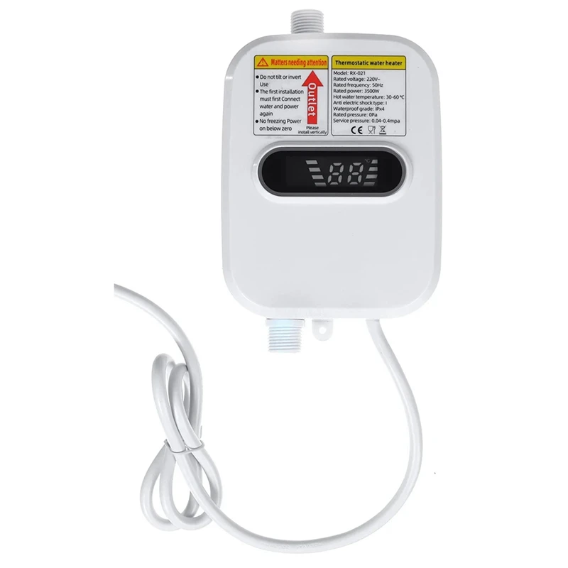 Aquecedor de água instantânea para banheiro Torneira do chuveiro Aquecedor de água quente Display digital para casa de campo 3500W