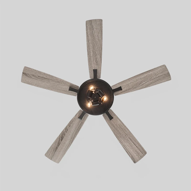 Ceiling fan with lights and remote control, 52 inch black industrial cage ceiling fan for bedroom, Living room,kitchen