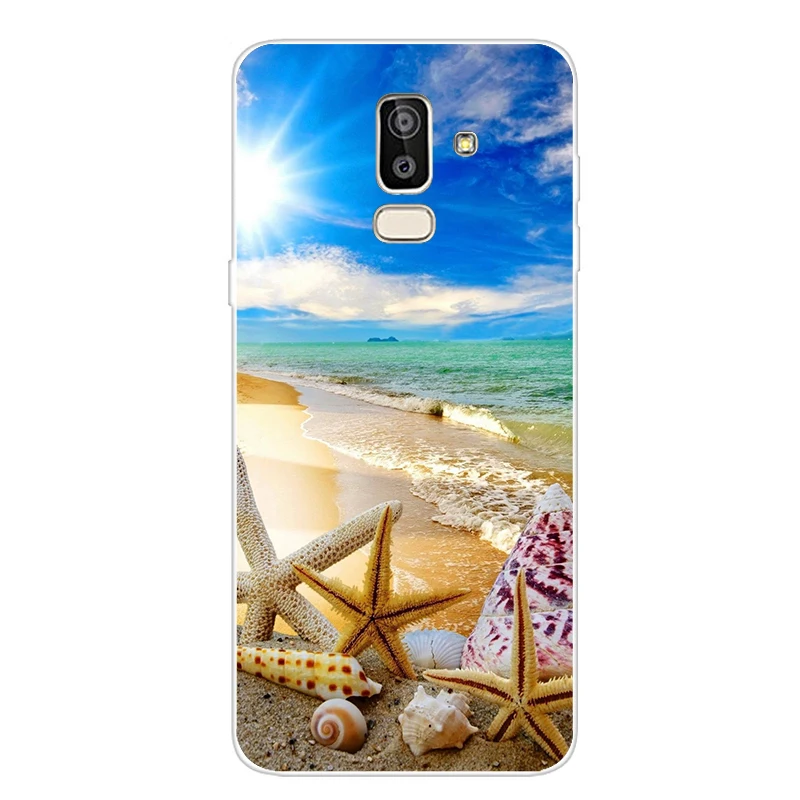 For Funda Samsung Galaxy J8 2018 Case j800f j810f sm-j810f Cover Flowers Painted Protective Phone Case For Samsung J8 2018 Case