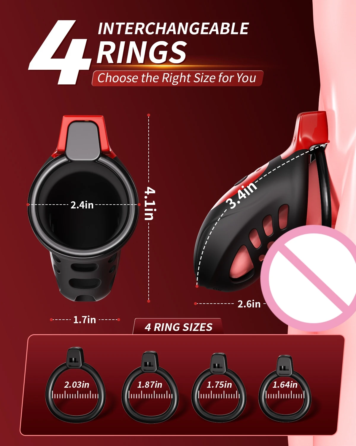 KUSHOR Male Vibrating Chastity Cage Cock Cage with 4 Size Rings Chastity Devices Lightweight Breathable Adults Sex Toys for Men view 3