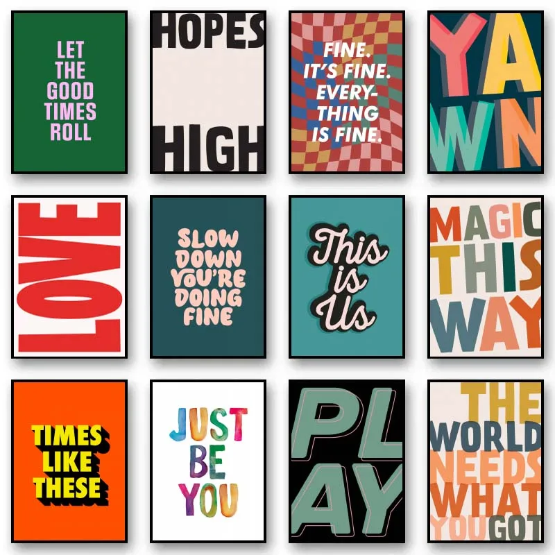 Modern Quotes Posters Retro Inspirational Words Canvas Print Calligraphy Wall Art Canvas Painting for Living Room Home Decor