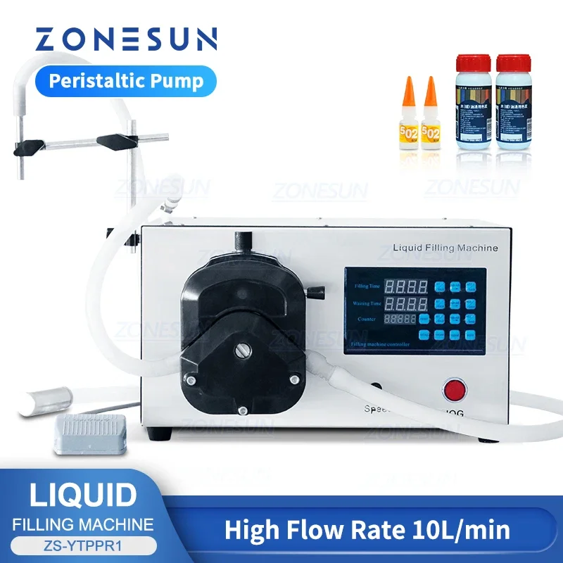 

ZONESUN ZS-YTPPR1 Viscous Liquid Filling Machine High Flow Rate Water Salad Oil Pigment Ink Glue Bottle Filler