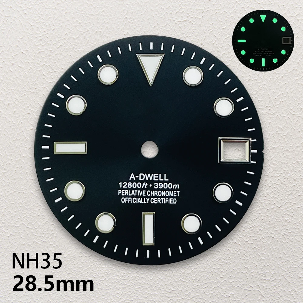 Mostrador de mergulho gradiente com logotipo s, 28.5mm, ajuste nh35/nh36/4r/7s, movimento verde luminoso, acessórios de modificação de relógio de alta qualidade
