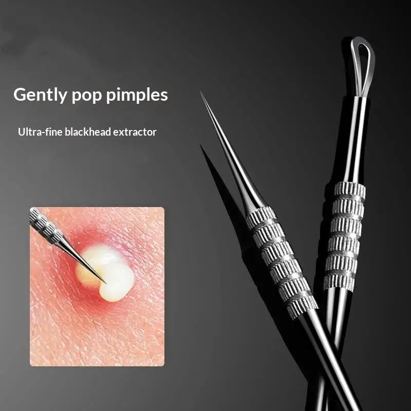 1/3Pcs Stainless Steel Sharp Needles Blackhead Remover Tool Set For  & Pimple Use Silver Portable Storage Skin Care Kit〔HMA58〕
