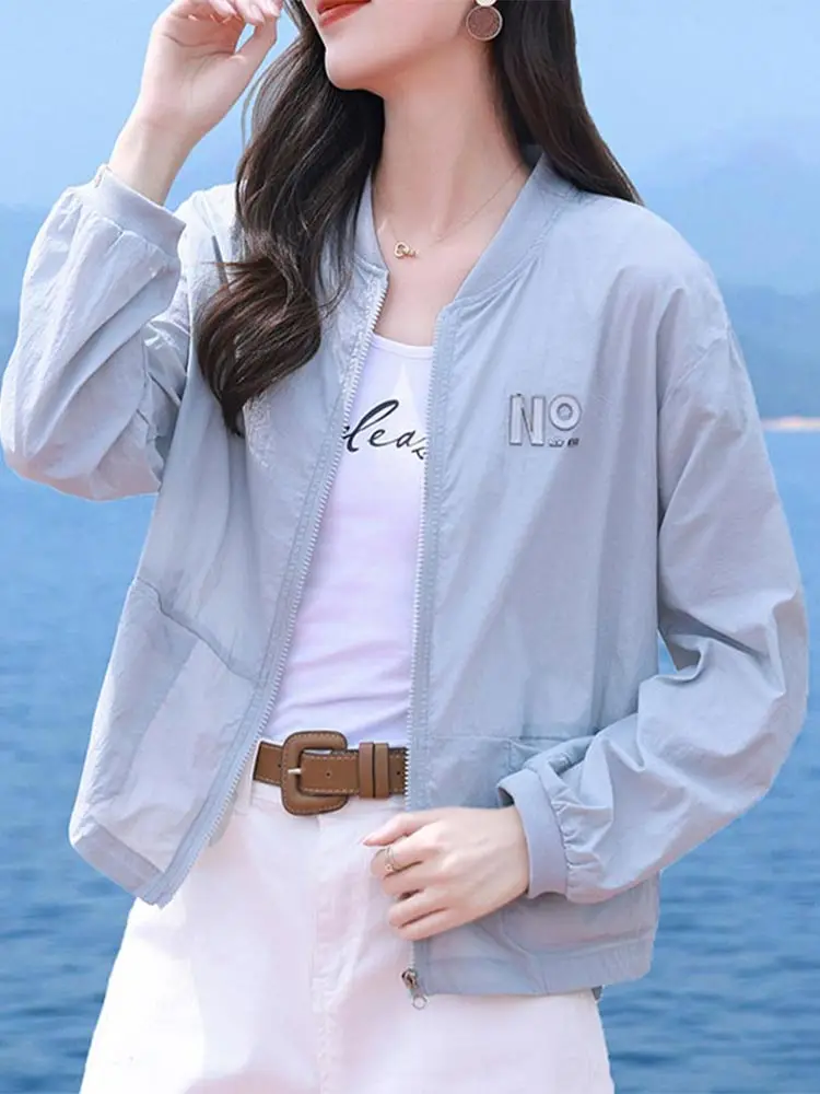 

Lightweight Breathable Ice Silk Women's Summer New Outdoor Loose Sun Protection ort Coat Small Size Nylon Fiber round Ne ...