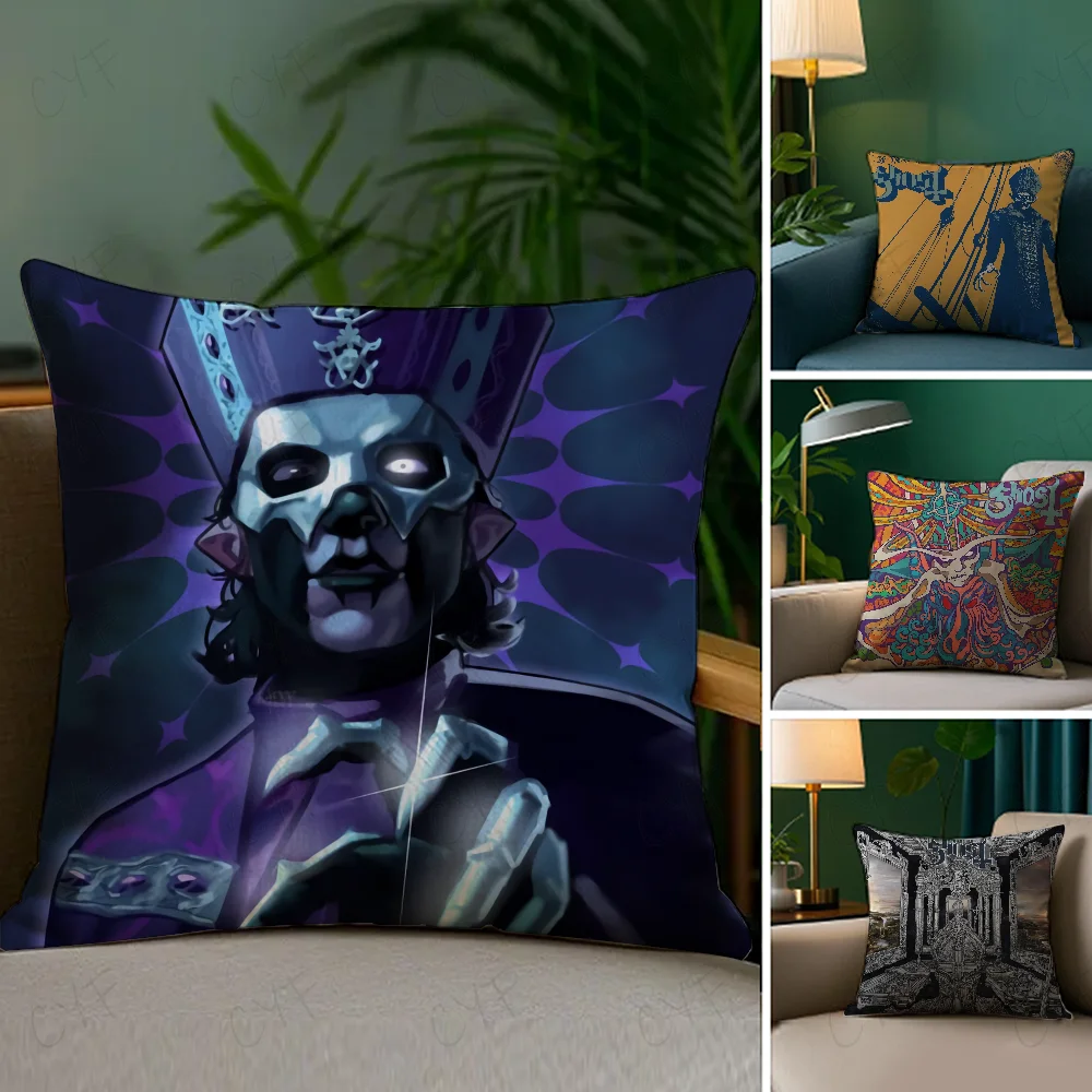 Rock G-Ghost Heavy Metal Band Pillow Case Anti-dustmite Pillowcase Invisible zipper silky short plush Sofa cushion cover