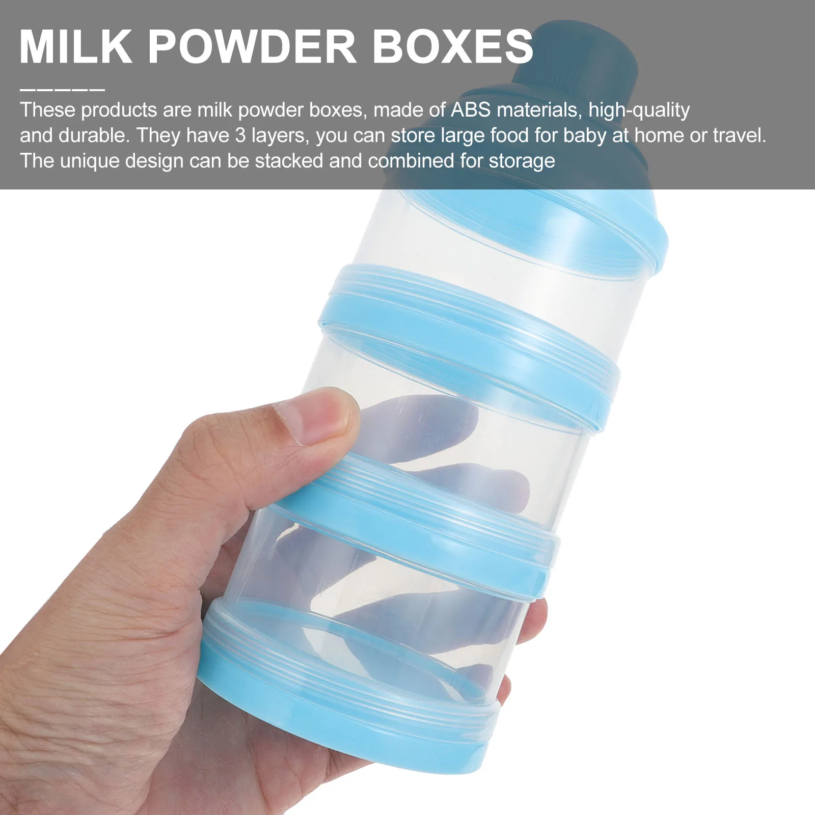 

2pcs Baby Formula Dispensers Milk Powder Boxes ABS Food Storage Containers Three Compartment Removable Washable Stacking Sealed