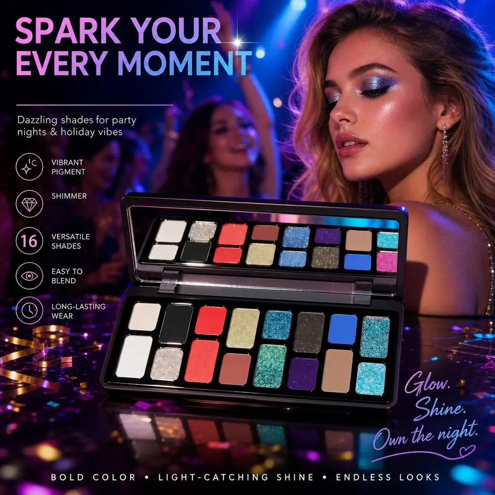 16 Color Eyeshadow Palette Glitter Chameleon Matte Pearlescent Flash Plate Cowherd Sequins