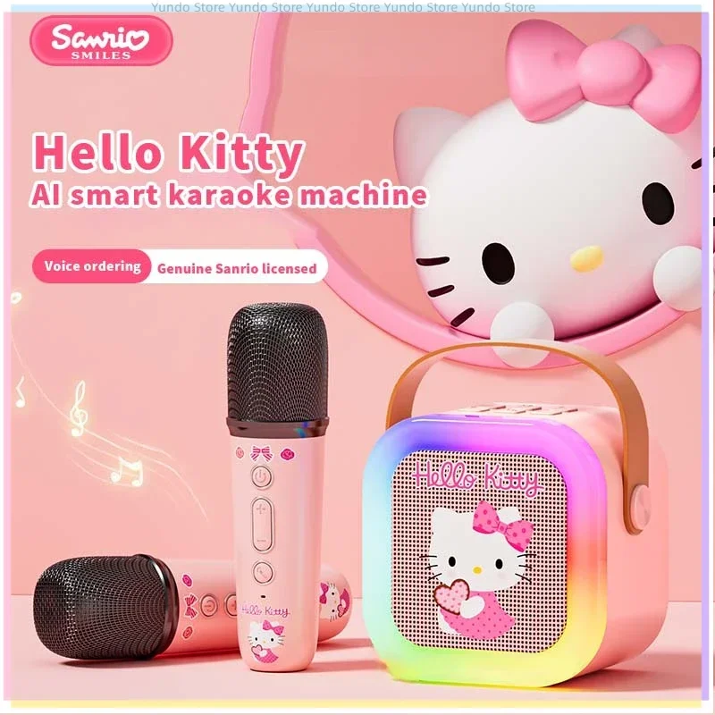 New Sanrio Portable Bluetooth Speaker ML07 Karaoke Machine Bluetooth with Microphone LED Light Home Family Singing Birthday Gift