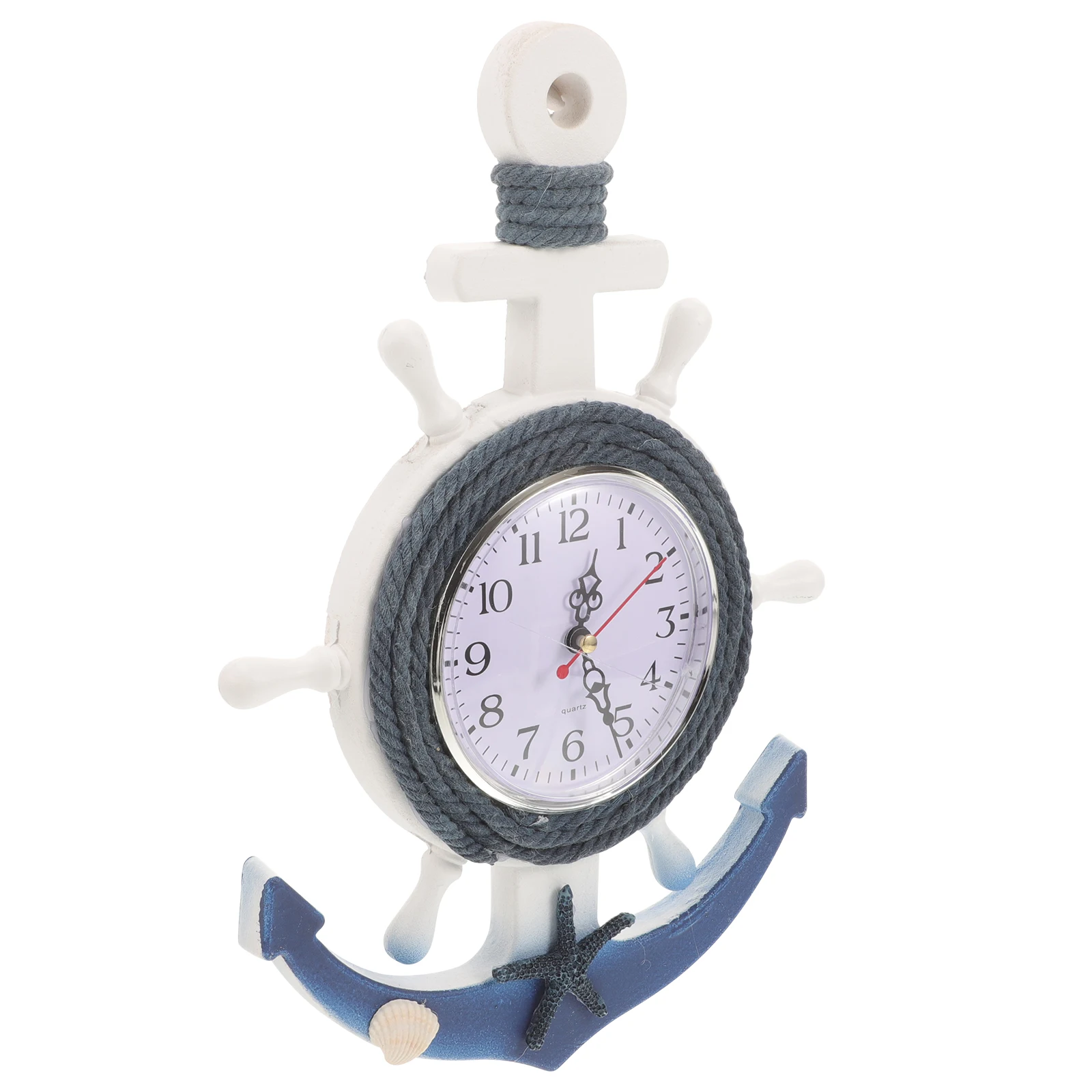 

Mediterranean Style Wall Clock Anchor Nautical Decor Home Clocks Silent Vintage Wooden Plastic Safe Creative Boat Anchor