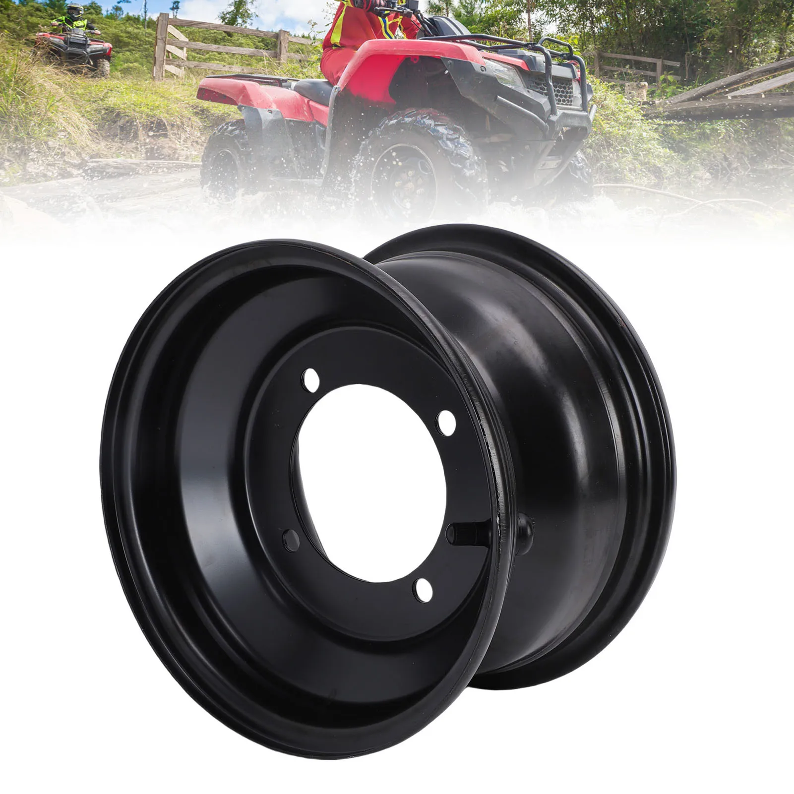 19x7-8 Front Wheel Rim - 8 Inch 4-Bolt High Strength Steel Rim for ATV, Go Kart, Utility Vehicles & Lawn Tractors