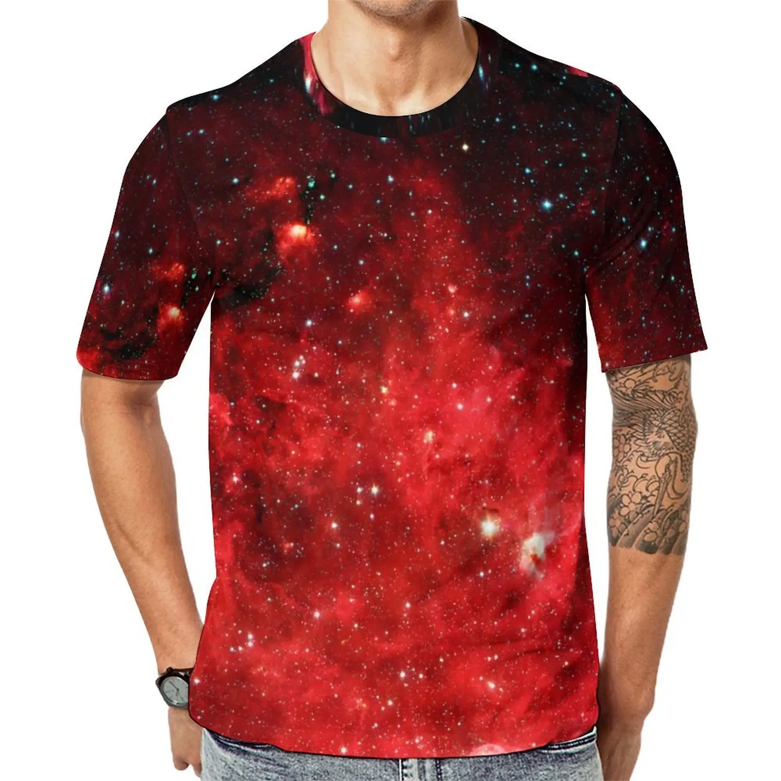 Man Galaxy T-Shirt North America Nebula Hippie T-Shirts Short Sleeve Design Tshirt Hot Summer Aesthetic Plus Size Top Tees