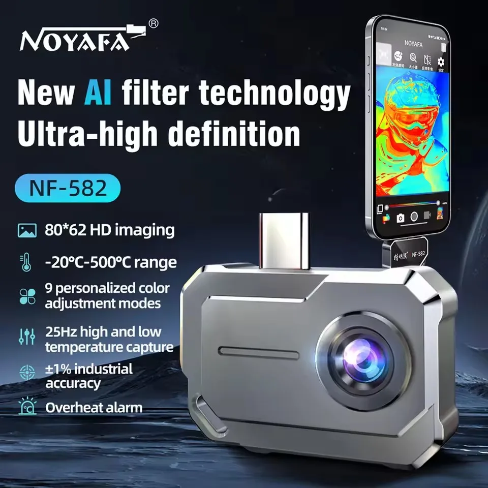 NOYAFA -20℃~550℃ Infrared Thermal Imager 80x62 Pixels Mobile Thermal Camera Type-C Thermal Imaging Camera Heat Loss Detection