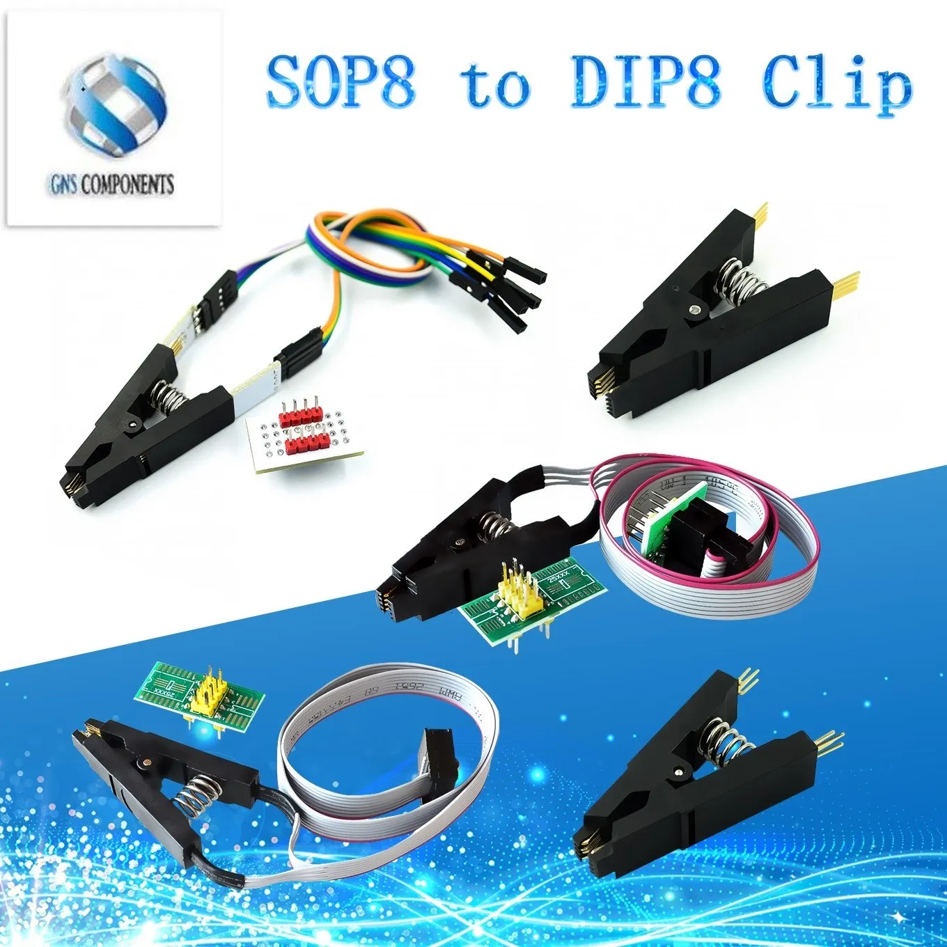 

SOIC8 SOP8 Test Clip update version For EEPROM 93CXX / 25CXX / 24CXX in-circuit programming+2 adapters