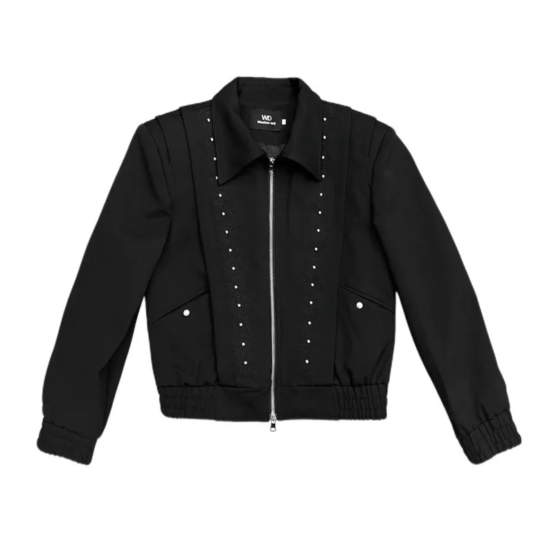 WVGA Spring Autumn New Men's Tide High Street Embroidery Short Jackets Niche Chic Casual Rivet Turn-down Collar Coats Ins W12855