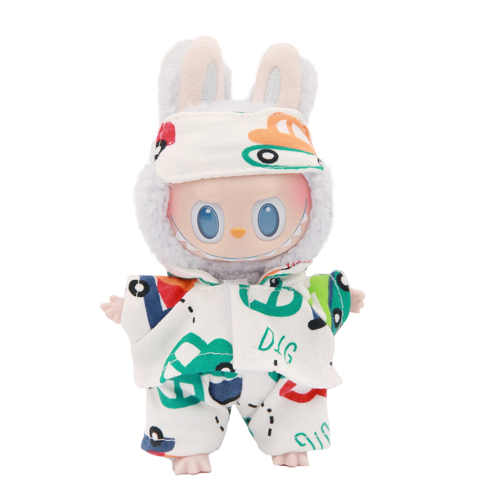 Headband+Sweater For 17cm Labubu Plush Doll Clothes Cute Pajama Eye Mask Toy Decoration Accessories Clothing Mini Doll,Gifts
