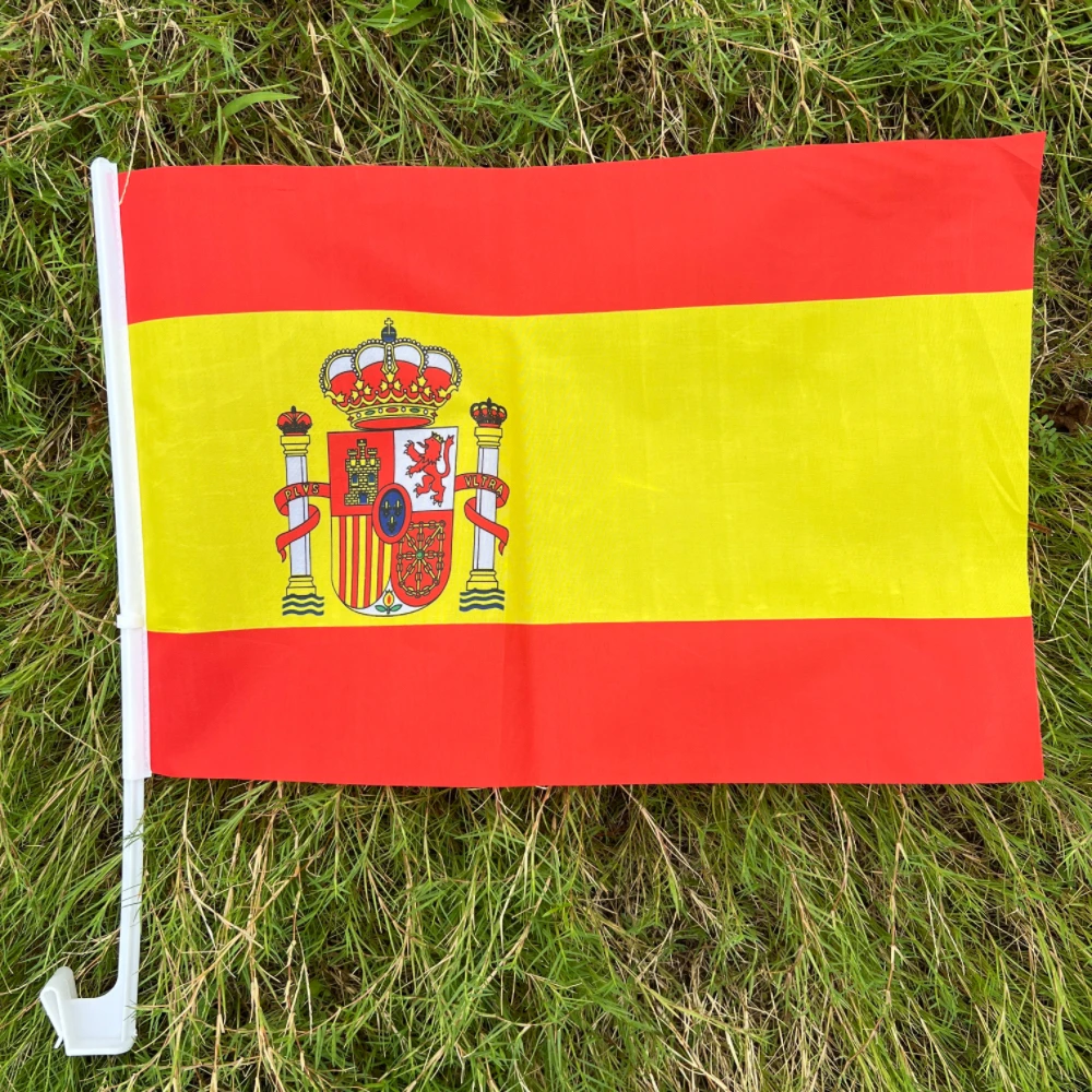 100% Polyester Spain  Flags30x45cm Spanish car flag 12x18 inch   plastic flagpole decoration flag