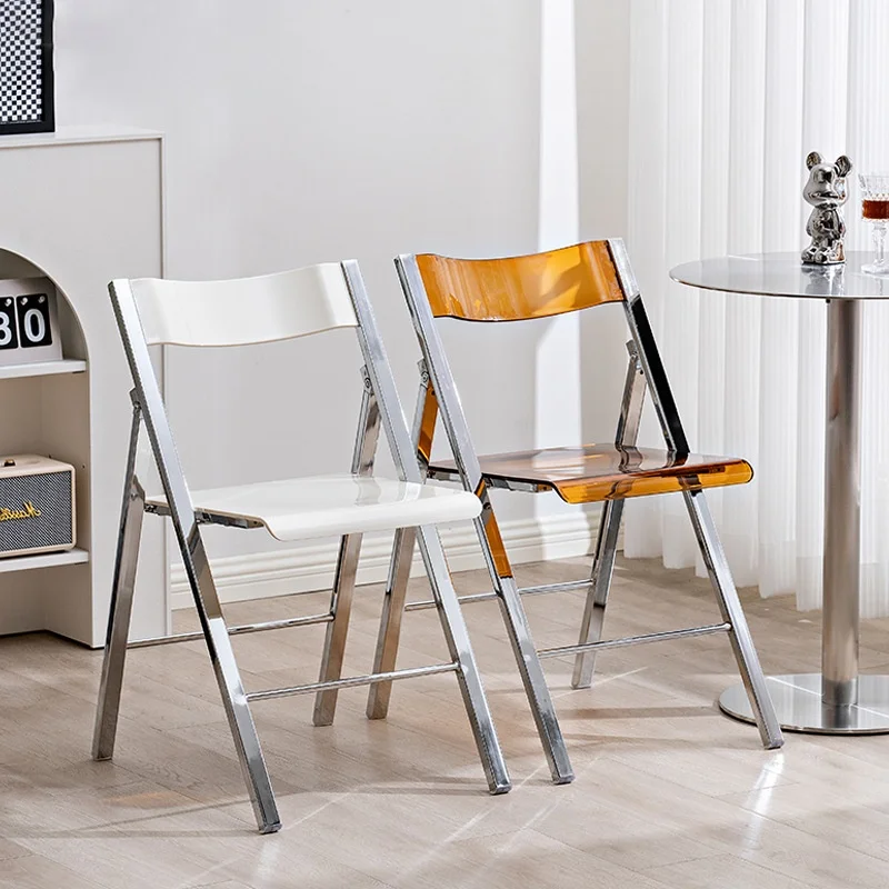 

Transparent Acrylic Dining Chair Nordic Simple Chair Modern Metal Folding Chair with Backrest Home Furniture Casual Chairs