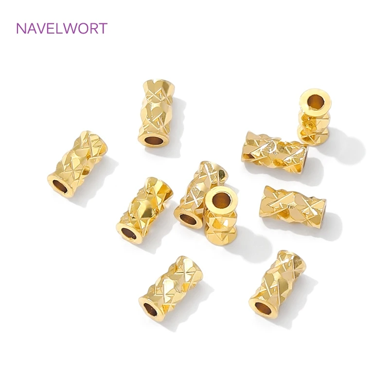 18K Gold Plated Spacer Beads For Bracelets Accessories,Separators For Beads,Brass Loose Beads,DIY Jewelry Making Supplies image 2