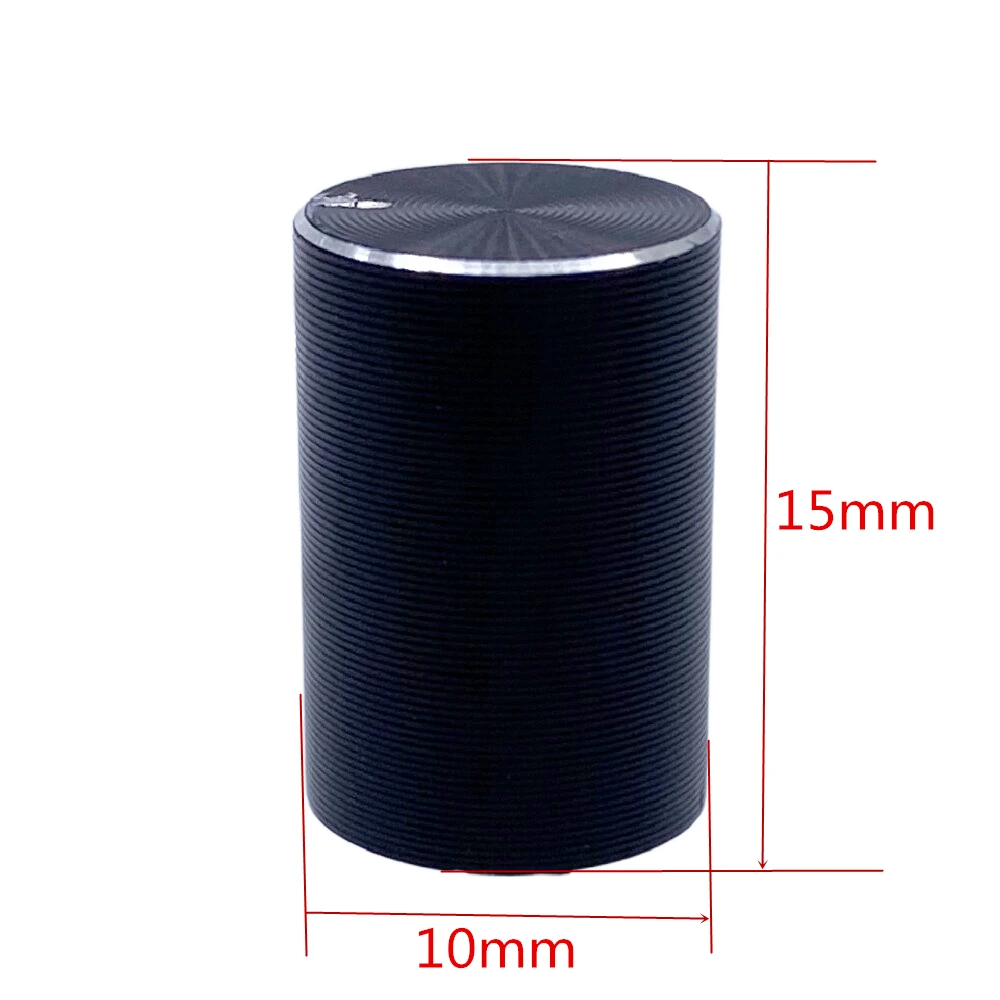 10*15mm Gold/Black Aluminum Alloy Potentiometer Knob  Encoder Volume Control Audio Knob for 6mm Shaft Hole ( Knurled Shaft Dia)