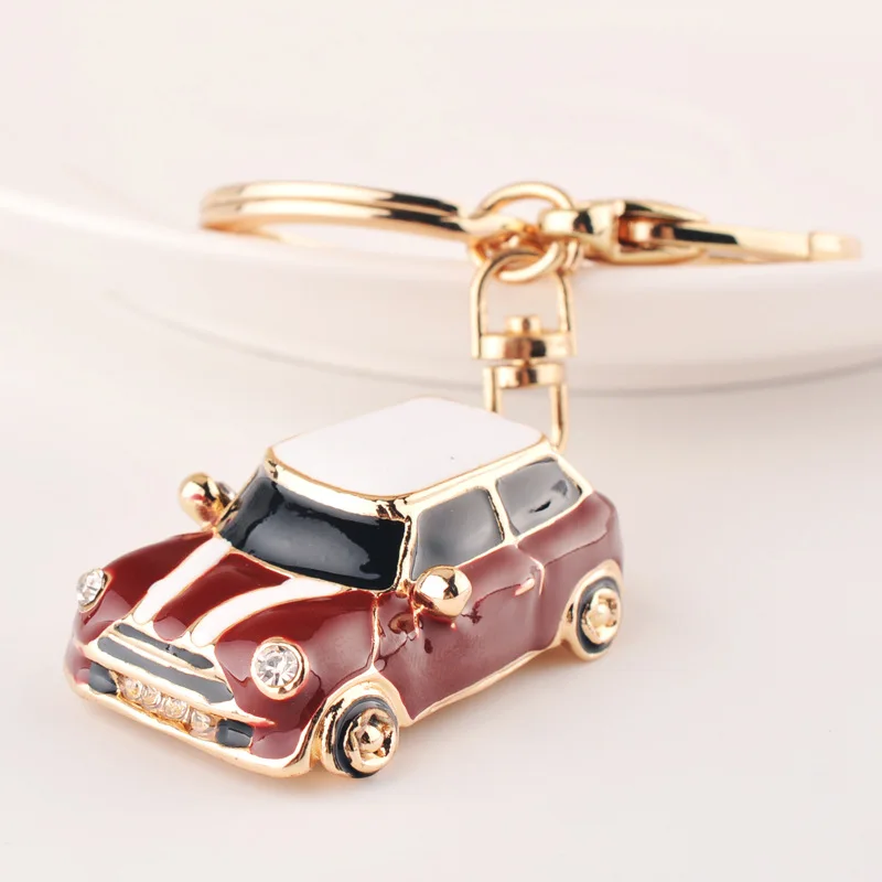 Car Model Rhinestone Keychain, Creative Car Shape Keyring 3D Metal Key Chain Gift for Men Women Car Accessories