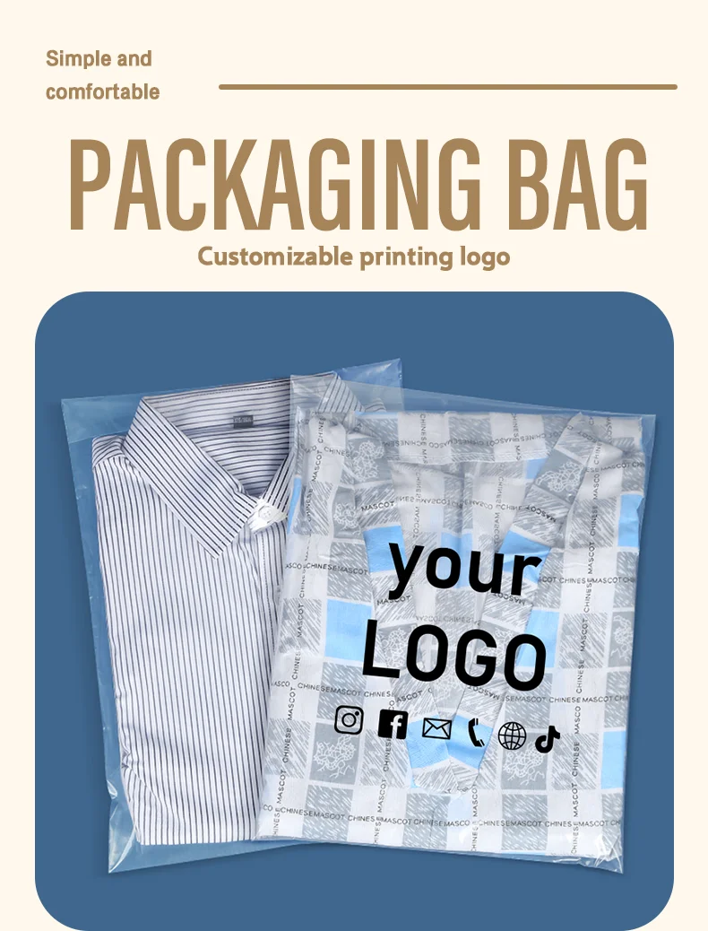 50 Stück PE transparente Express-Geschenk-Innentaschen, Verpackungsbeutel, wasserdichte Versandtaschen für Kleidung, kann mit Logo individuell gestaltet werden. – Detail 1
