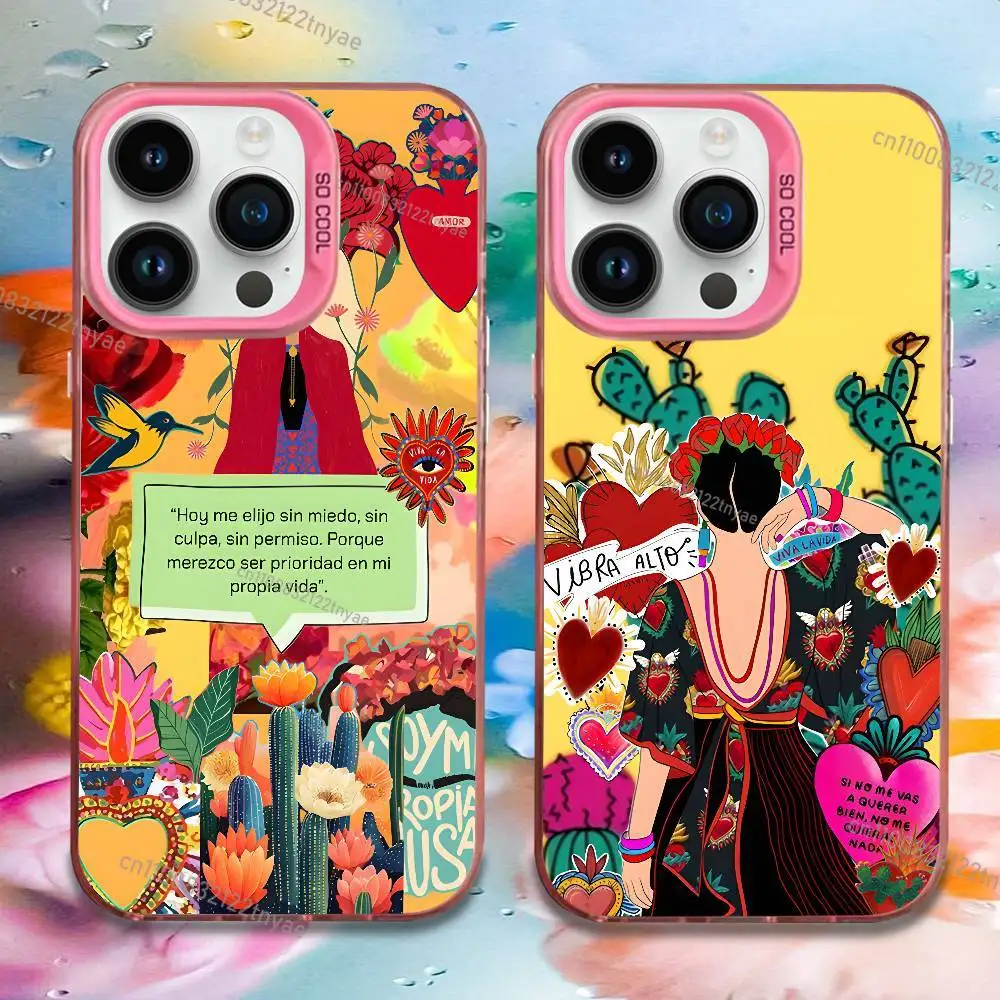 

INS Fashion Phone Case For iPhone 17,16,15,14,13,12,11,Mini,Pro,E,MAX F-FridaS-S K-Kahlo Pink Candy Matte Shockproof Cover TPU