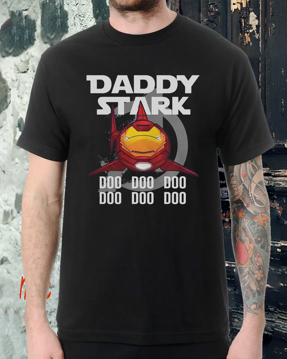 Creative Design Iron Daddy Stark Shark T-Shirt 100% Cotton O-Neck Summer Short Sleeve Casual Mens T-shirt Size S-3XL